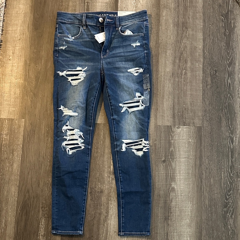 American Eagle Outfitters Women's Distressed Blue Jeggings
